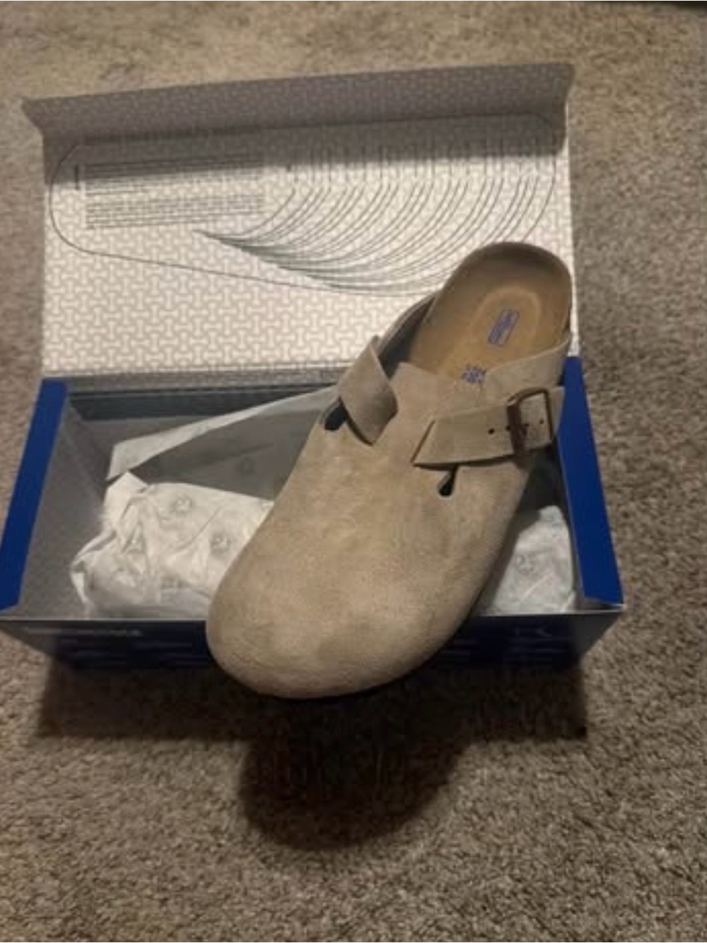 Birkenstock Taupe Suede Boston Slip-On Clog with Buckle